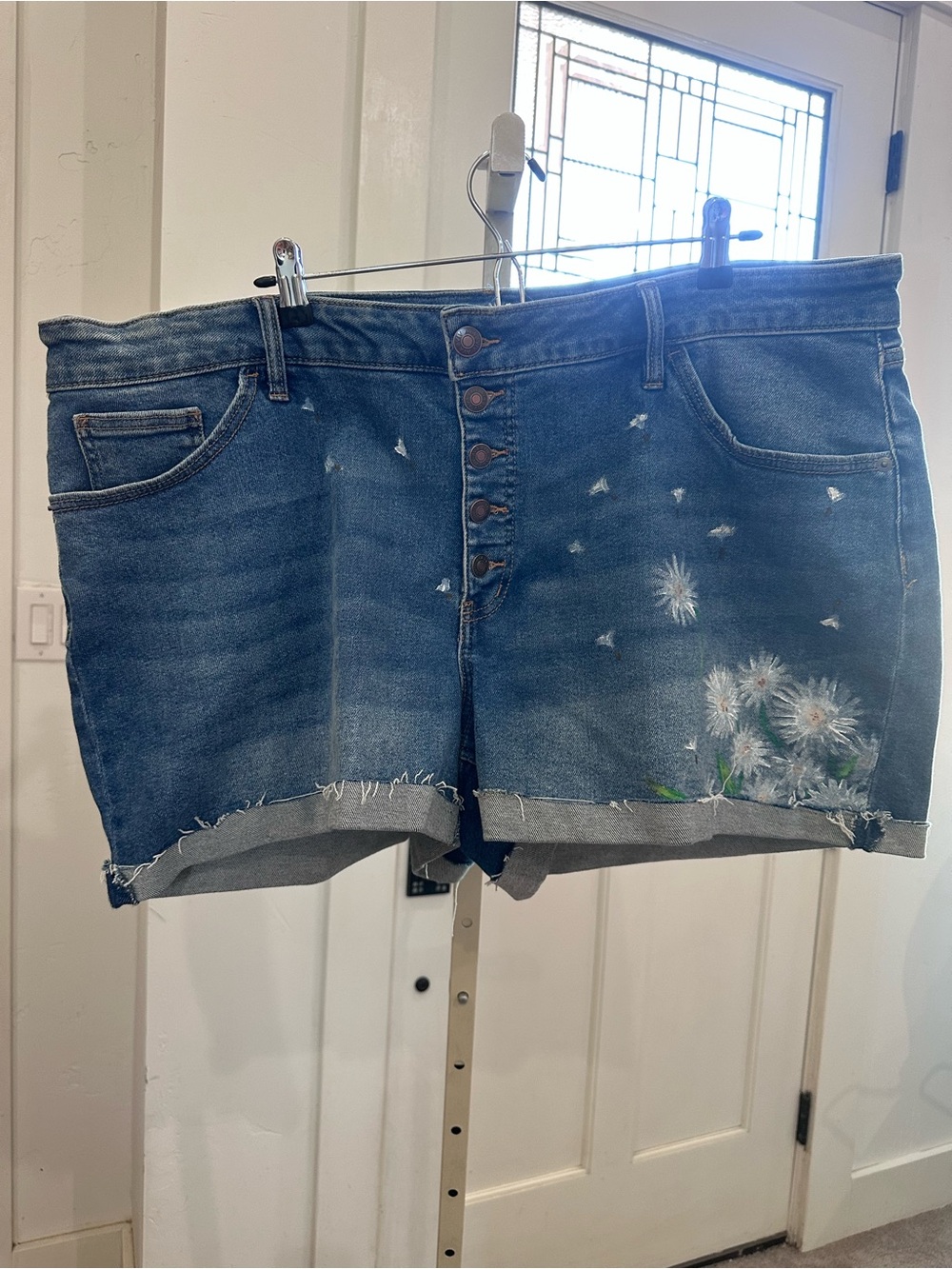 Ava & Viv Denim Button-Front Women’s Shorts with Hand Painting
